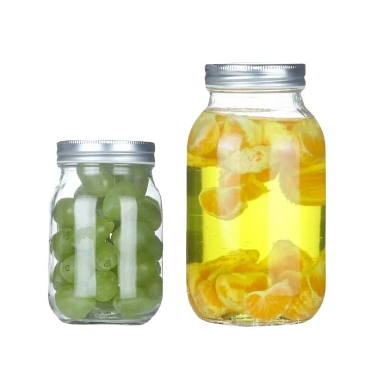 High Quality 500ml Clear Drinking Jar Glass Bottle Mason Jar Candy Juice Glass Package Box Water Bottle With Tin Lid And Straw