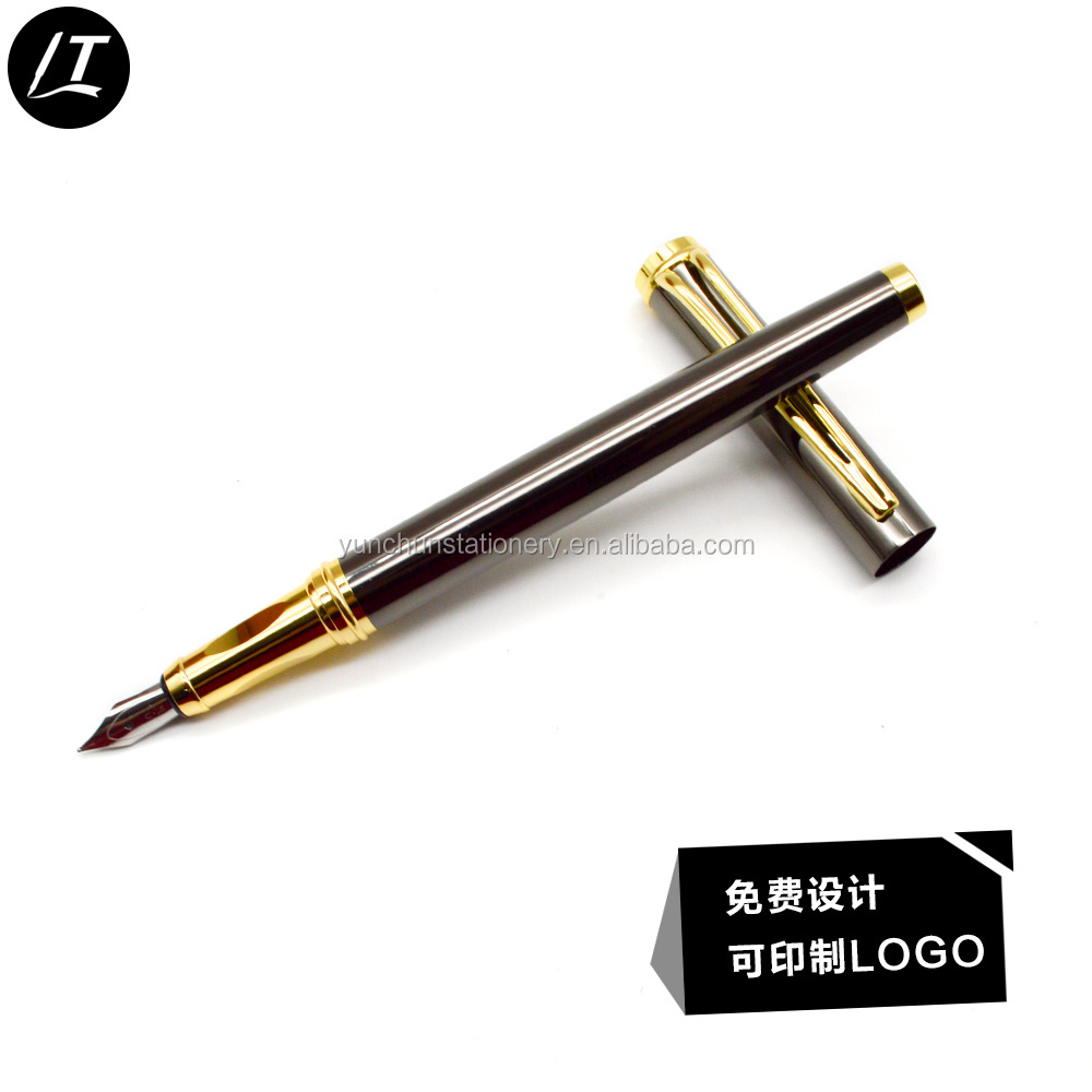 No leakage cartridge metal fountain pen with logo on tip