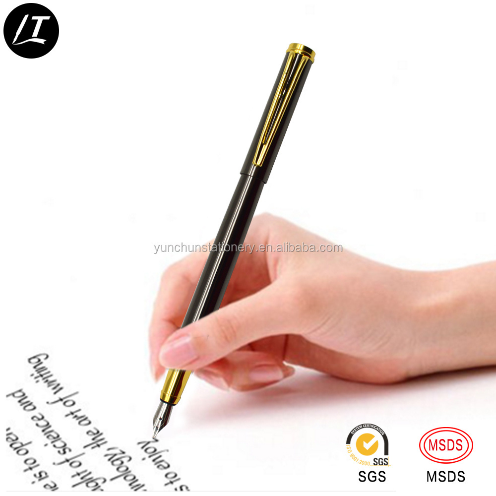 No leakage cartridge metal fountain pen with logo on tip