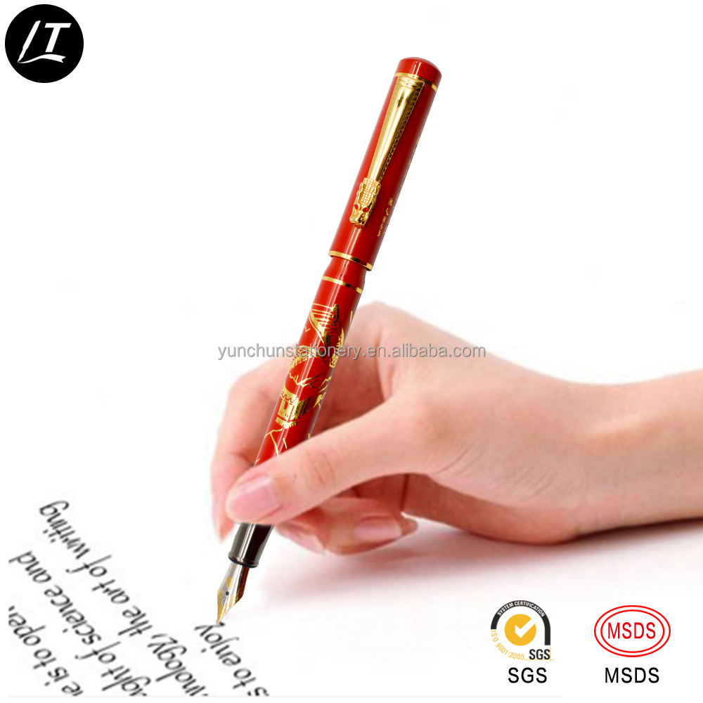 Luxury heavy metal fountain pen with ink cartridge smooth writing