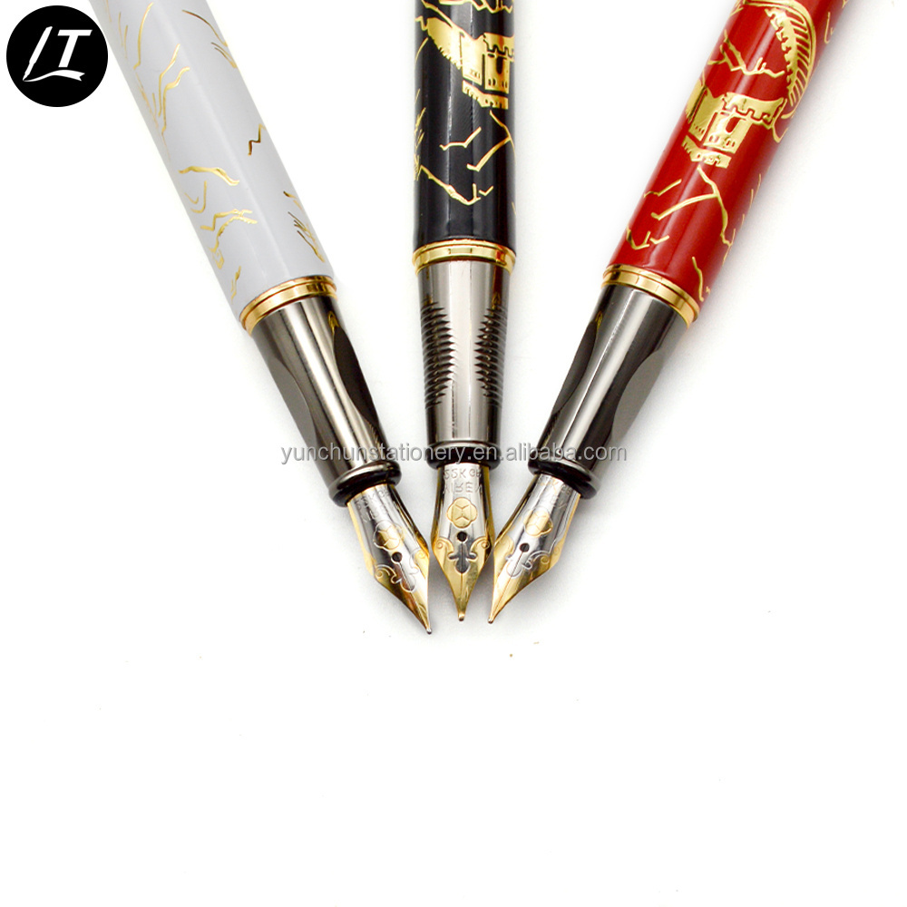 Luxury heavy metal fountain pen with ink cartridge smooth writing