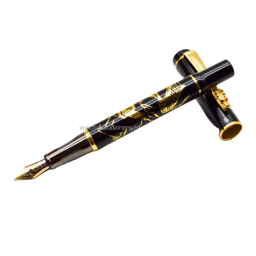 Luxury heavy metal fountain pen with ink cartridge smooth writing