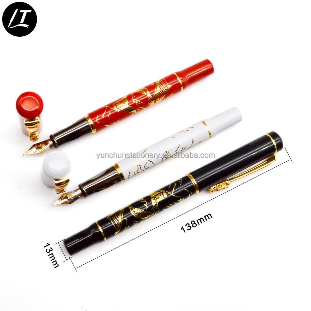 Luxury heavy metal fountain pen with ink cartridge smooth writing