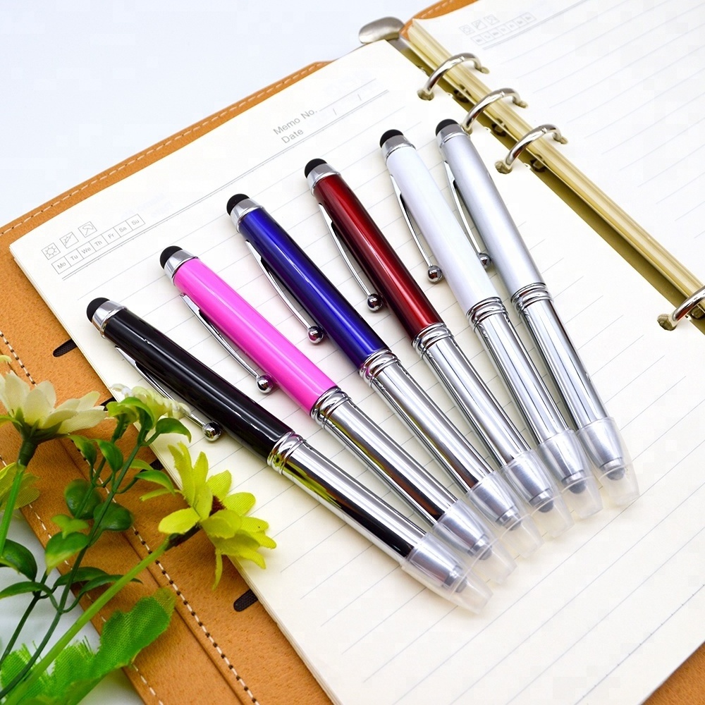 wholesale Led Promotional Ballpoint Pen Metal Flashlight Active Stylus Pen