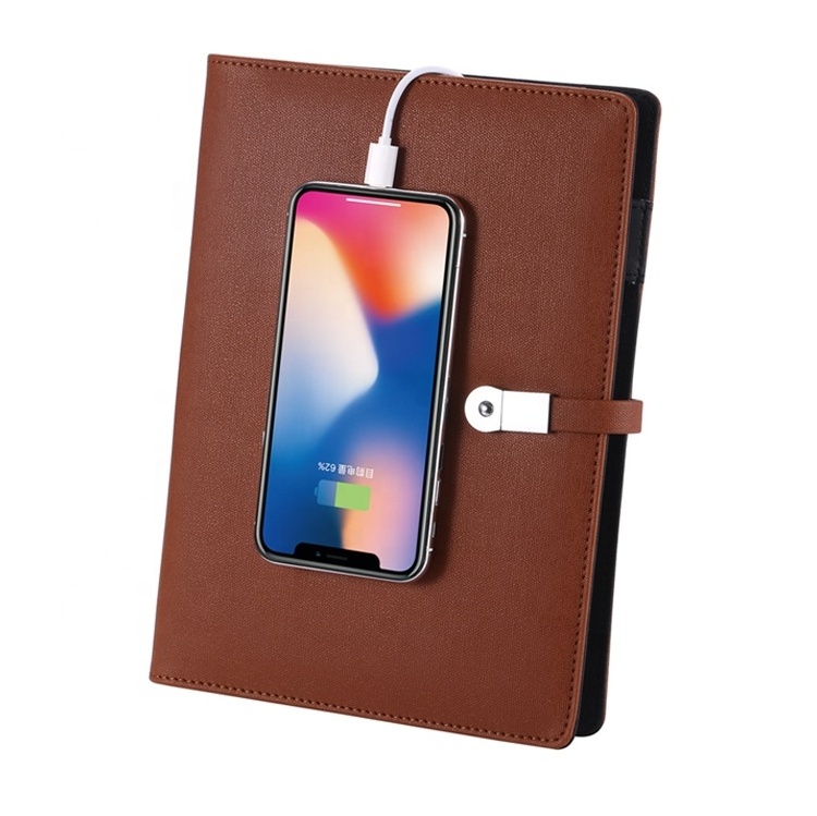 Good Quality 8000mAh Power Bank wireless charger Diary USB Flash Drive business leather Notebook