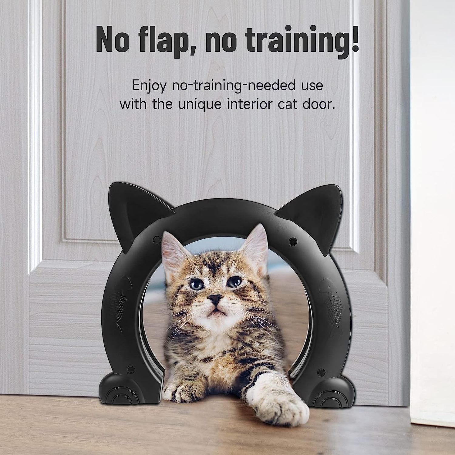 Novelty Designed ABS Interior Cat Flap Door DIY Easy Install Hidden Litter Box Safety For Cat Hole Shape Pass Solid Pet Door