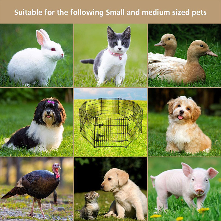 Pet Playpen Puppy Playpen Kennels Dog Fence Exercise Pen Gate Fence Foldable Dog Crate 8 Panels 24 Inch Dog Playpen