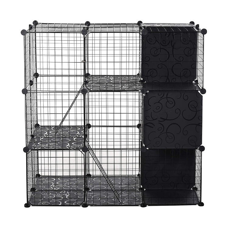 4-Tier Cat Kittens Enclosure Ferret Cage Playpen Box Kennel Crate Rotating Casters Animal Store Cage Panels With Rollers