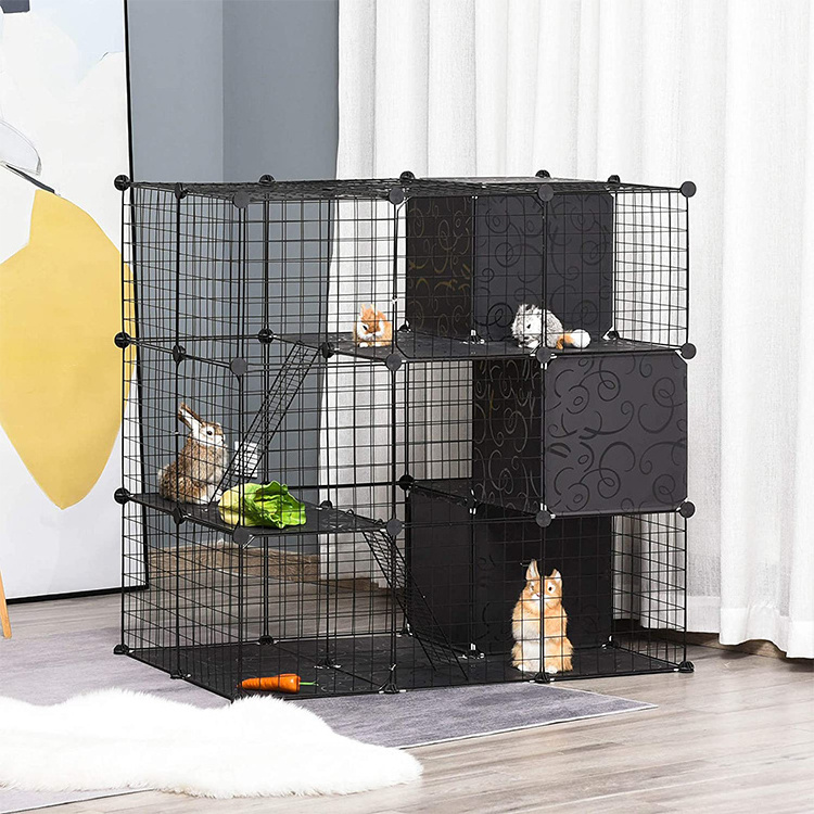 4-Tier Cat Kittens Enclosure Ferret Cage Playpen Box Kennel Crate Rotating Casters Animal Store Cage Panels With Rollers