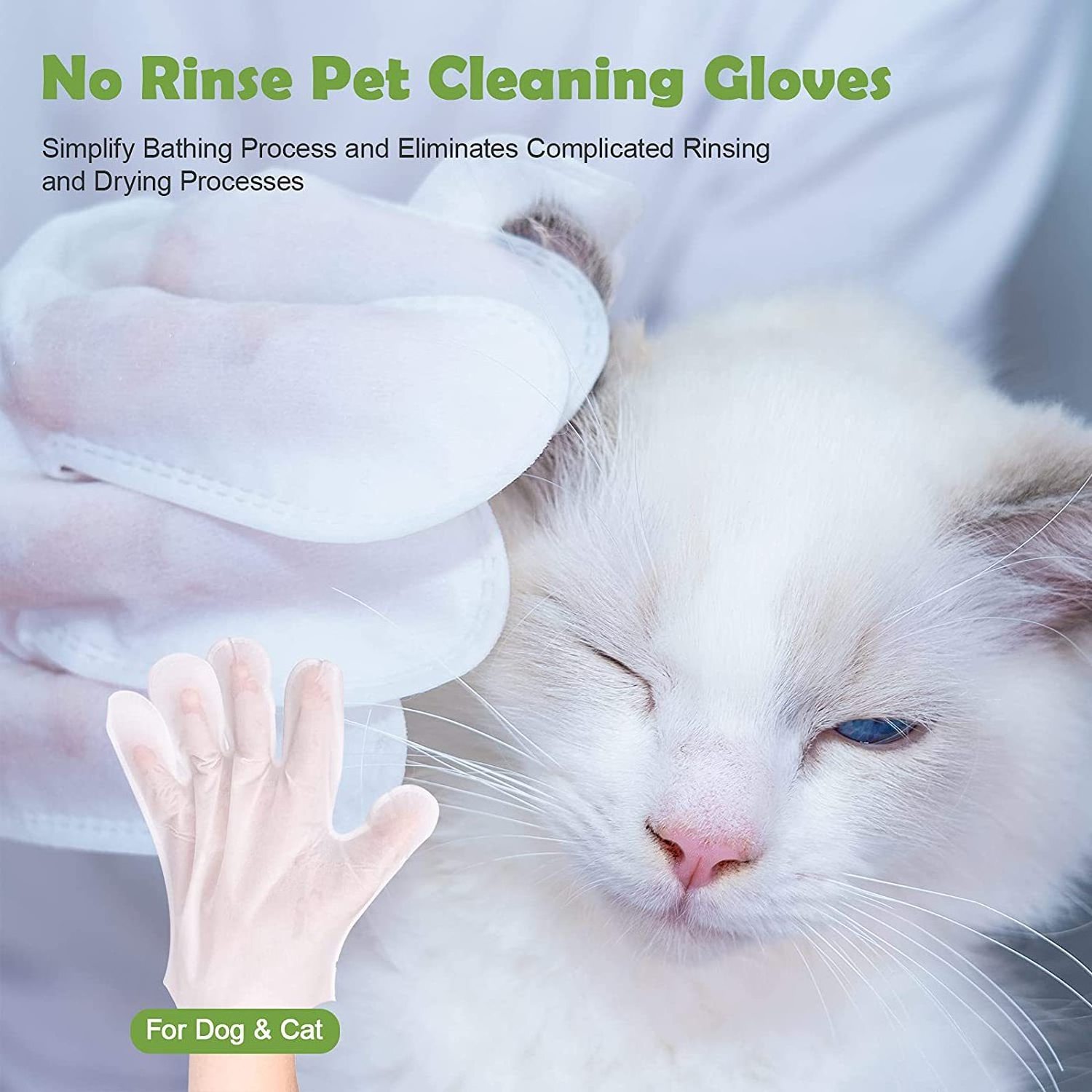 Disposable Zero Rinse Wet Wipes Pet Gloves Pet Cleaning Gloves Made From Cotton For Dogs & Cats Fur Deodorizing