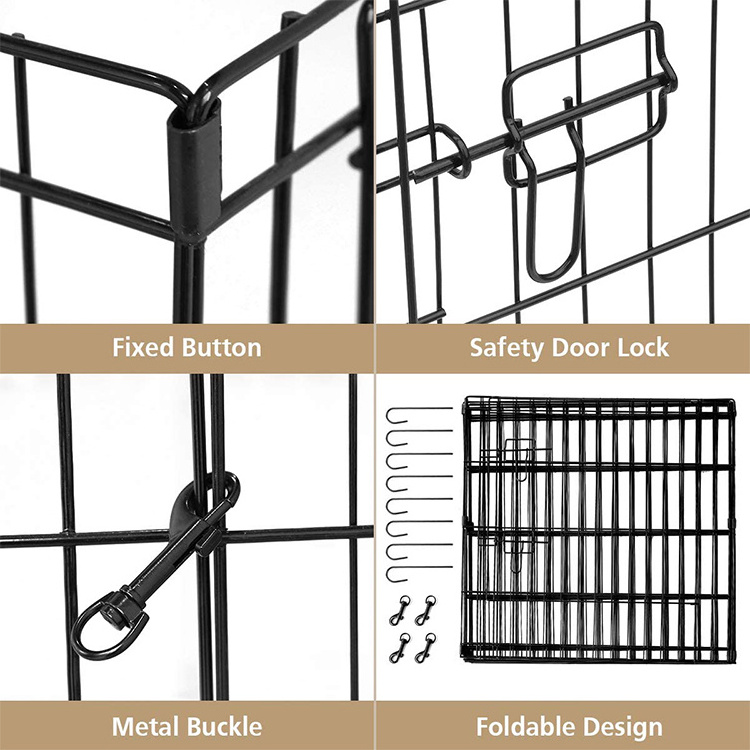 Pet Playpen Puppy Playpen Kennels Dog Fence Exercise Pen Gate Fence Foldable Dog Crate 8 Panels 24 Inch Dog Playpen