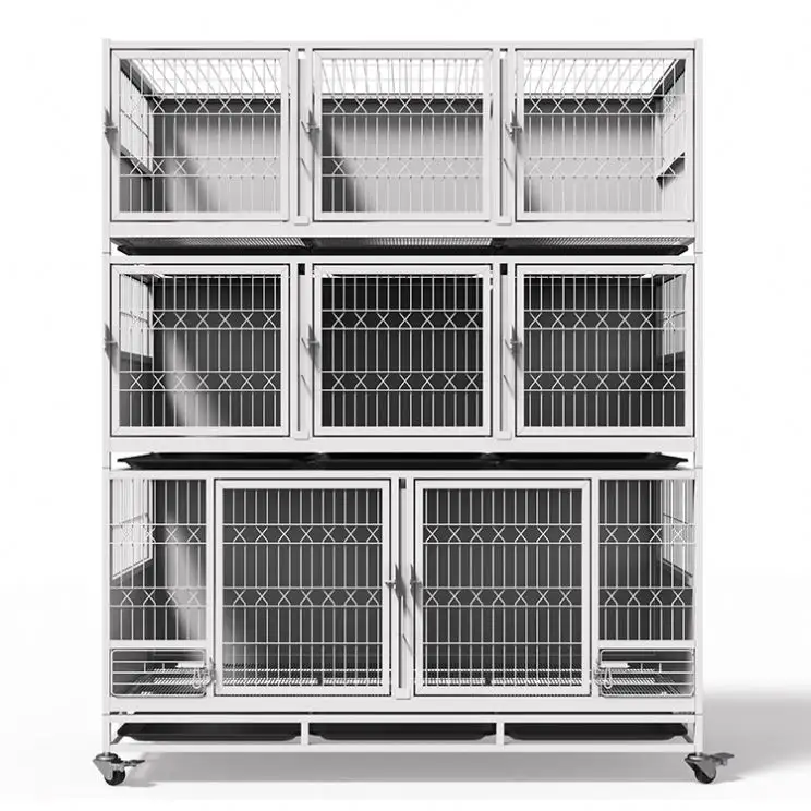 2023 china new design commercial glass stackable pet animal dog breeding cages