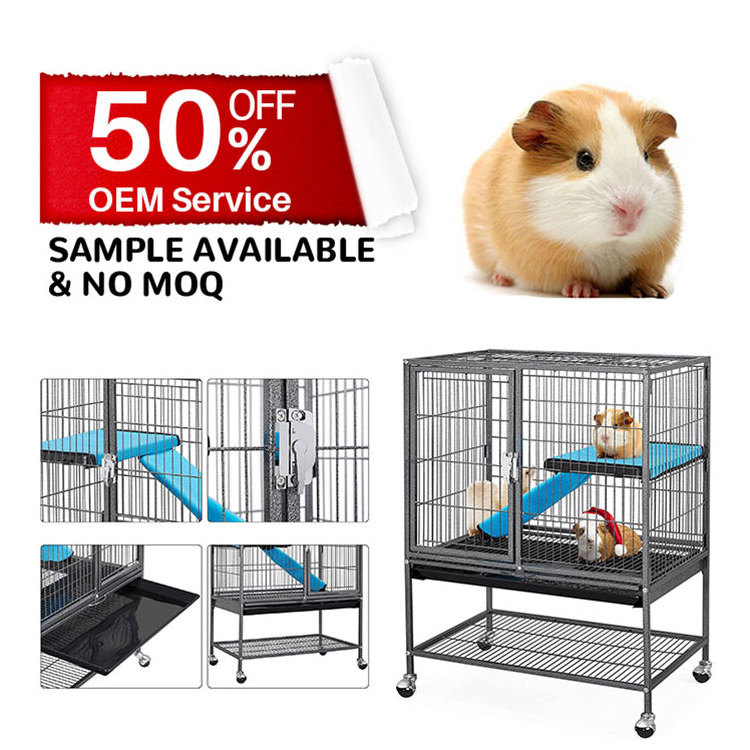 Rolling 3-Tier Small Metal Animal Cage With Tray For Ferret Kitten Cats Chinchilla Adult Rats