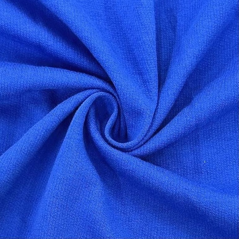 Light weight hoodie sweatshirt fabric material 100%cotton bright blue solid color french terry fabric for clothes