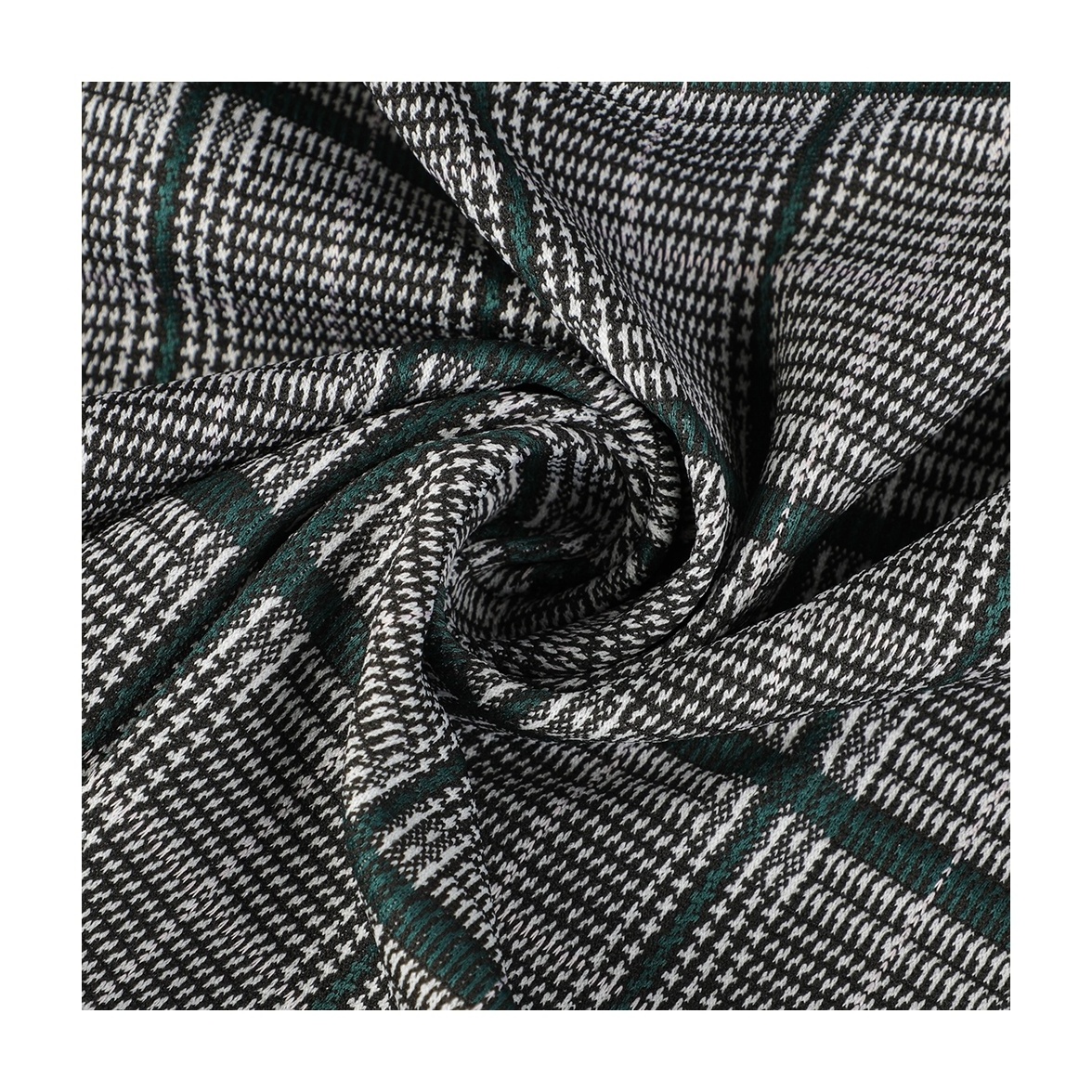 Polyester houndstooth yarn dyed fabric 93%polyester 7%spandex knitted yarn dyed tartan plaid jacquard stretch fabric