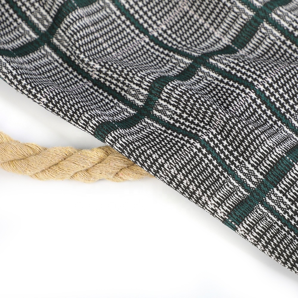 Polyester houndstooth yarn dyed fabric 93%polyester 7%spandex knitted yarn dyed tartan plaid jacquard stretch fabric