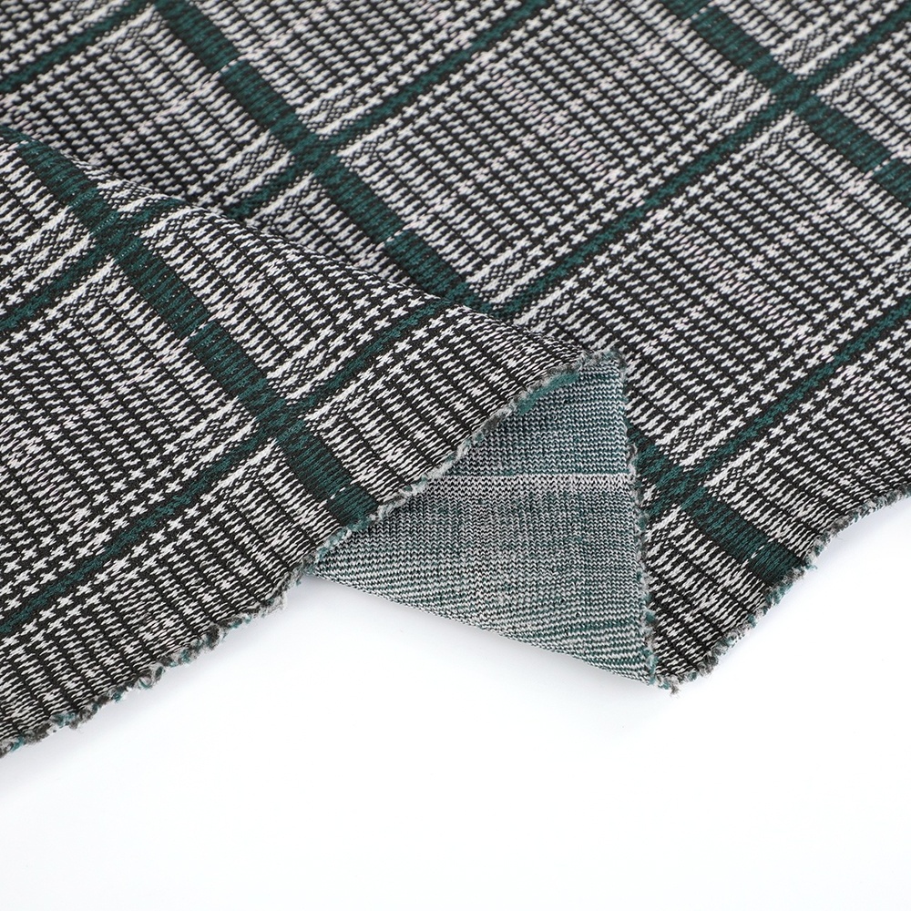 Polyester houndstooth yarn dyed fabric 93%polyester 7%spandex knitted yarn dyed tartan plaid jacquard stretch fabric