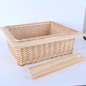 custom stackable woven willow vegetable storage fruit gift basket hamper cheap kitchen wicker basket drawers with handles