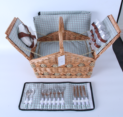 Hot selling wicker picnic basket with double door storage picnic basket