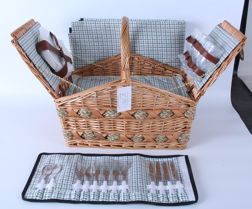 Hot selling wicker picnic basket with double door storage picnic basket