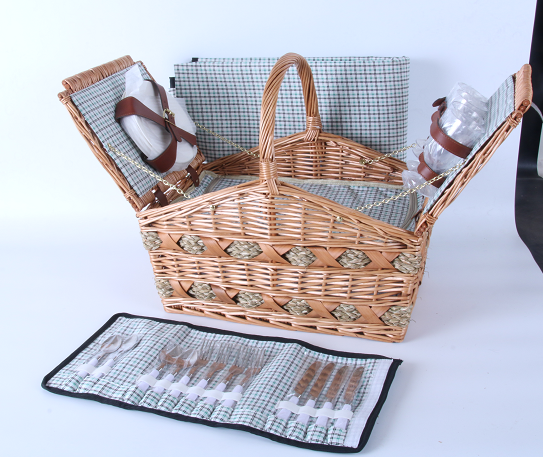 Hot selling wicker picnic basket with double door storage picnic basket