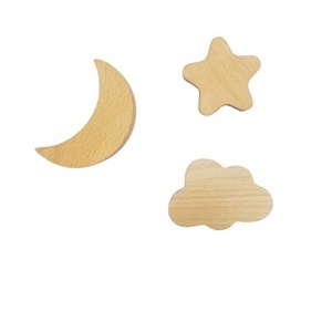 Solid wood hook stars moon clouds coat and hat hook handle hanger door behind the entrance free punch sticky hook