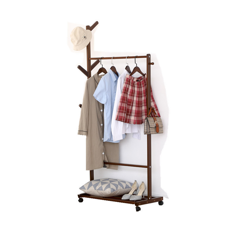 Clothing Tree White  Modern Free-Standing Garment Coat Rack for Bedroom with hanging Rod,bottom Storage and 6 Hooks