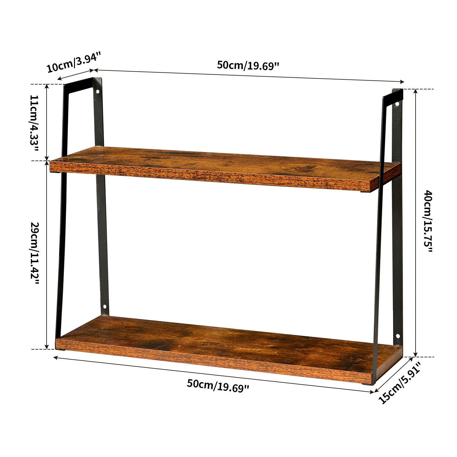 Hanging shelf divider 3 levels, open bookshelf storage display shelf for bedroom, kitchen, bathroom and living room.