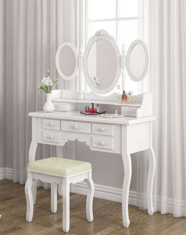 Bedroom furniture dressing table designs Solid European Mirror multi-function adjustable foldable table Make up dresser