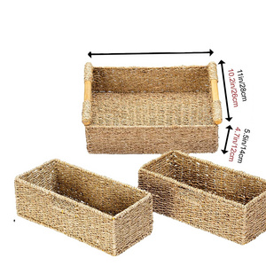 New hot cheapest Natural Seagrass rectangle Storage Basket wholesale Seagrass basket in CHina