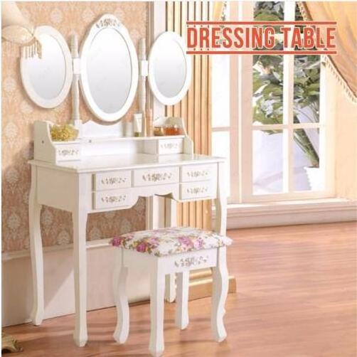 Bedroom furniture dressing table designs Solid European Mirror multi-function adjustable foldable table Make up dresser