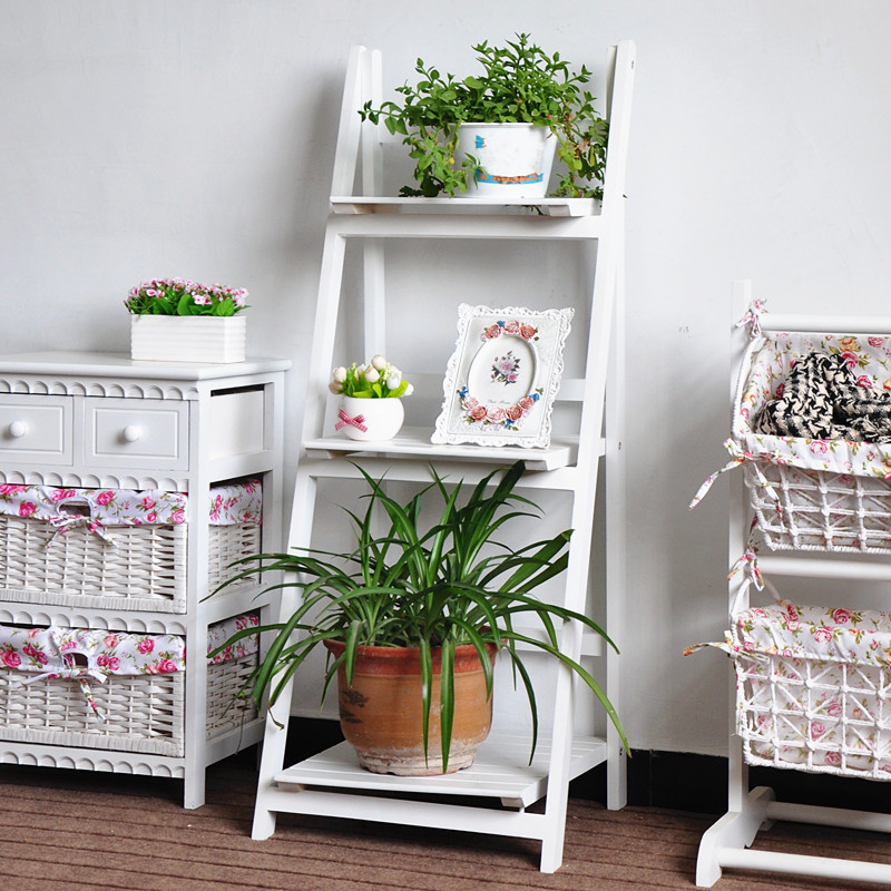 Wholesale customized living room solid wood storage flowers book display  shelf painting folding storage Holders&rack