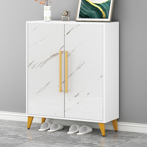 Modern white KD wood shoes cabinet with many shelves