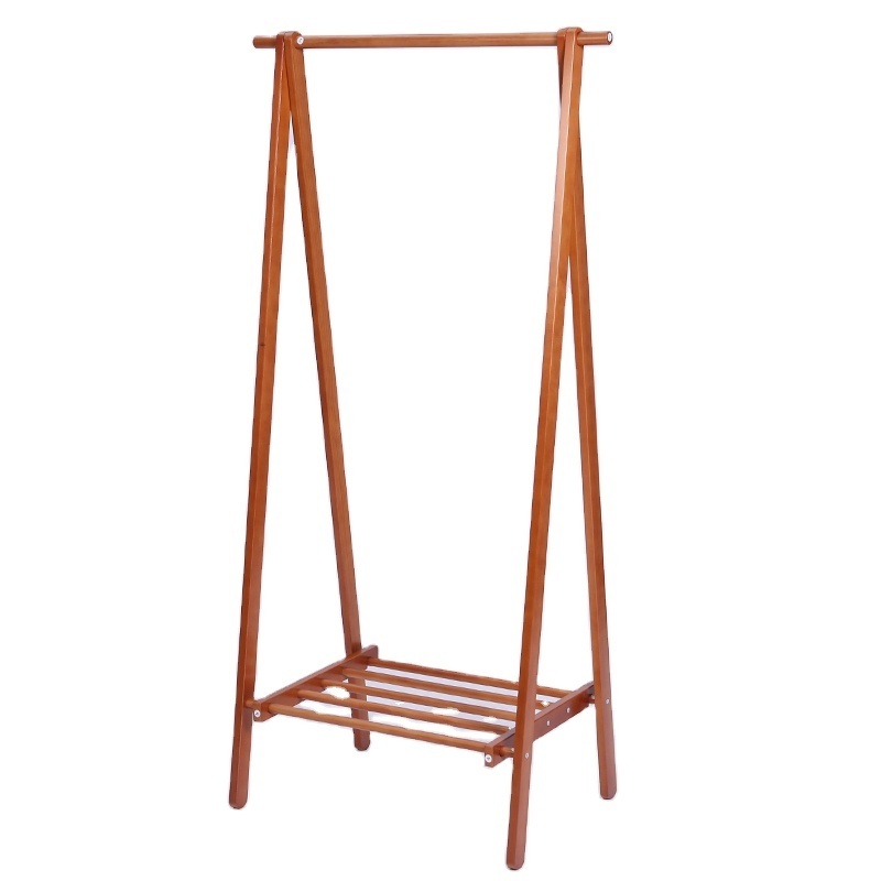 Movable Wooden Cloth and Shoe Hanger rack Coat rack with wheels