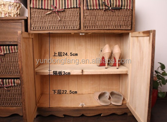 Manufacturers selling to Korean rural style furniture porch cabinet to receive contracted solid wood shoe ark storage cabinet