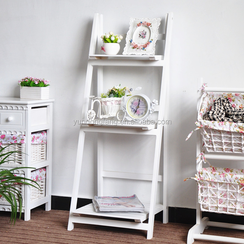 Good sale three tiers solid wood furniture - flower - wood - shelf - wall frame - storage rack/ foldable wood display racks