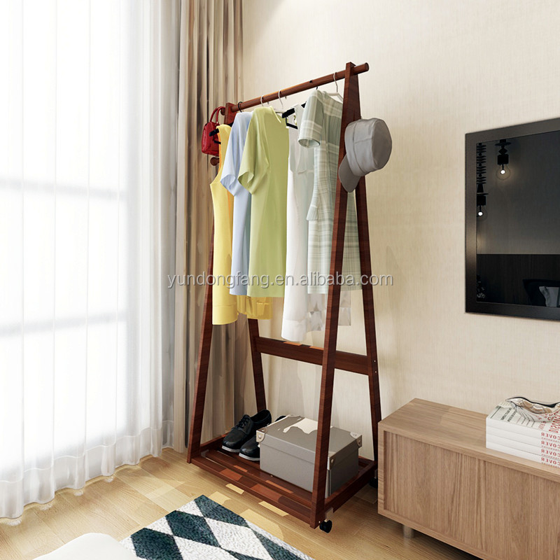 Home clothes storage hanger valet stand with pulley/ wooden coat hanger rack manufacturer