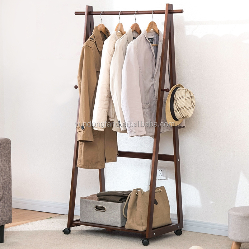 Home clothes storage hanger valet stand with pulley/ wooden coat hanger rack manufacturer