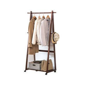 Home clothes storage hanger valet stand with pulley/ wooden coat hanger rack manufacturer