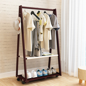 Branded original furniture hanger coat rack customized fresh vertical clothes wall rack solid wooden removing 2 tiers hanger