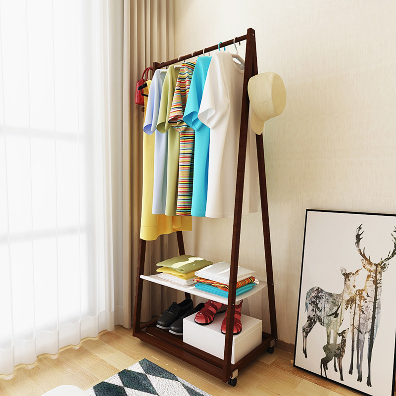 Branded original furniture hanger coat rack customized fresh vertical clothes wall rack solid wooden removing 2 tiers hanger