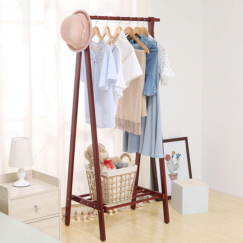 Wooden Clothes Hanger Coat Hanging Stand Shelf with Shoe Rack