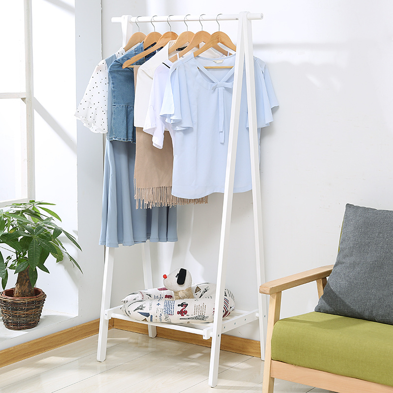 Wooden Clothes Hanger Coat Hanging Stand Shelf with Shoe Rack