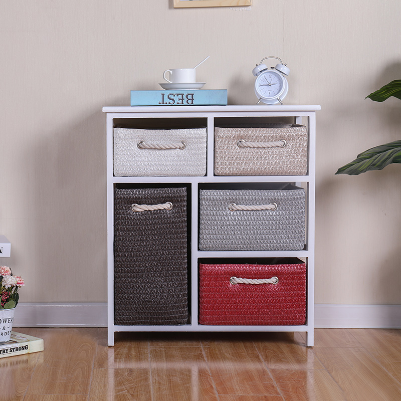 straw woven drawers living room mini wooden chest of drawers