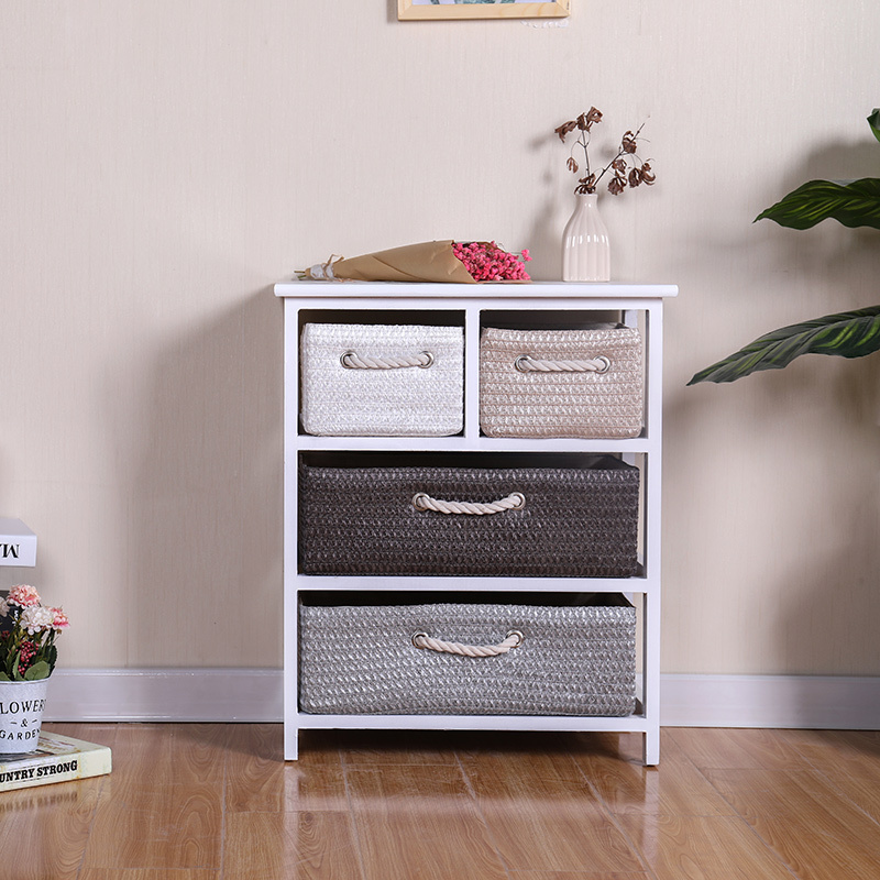 straw woven drawers living room mini wooden chest of drawers