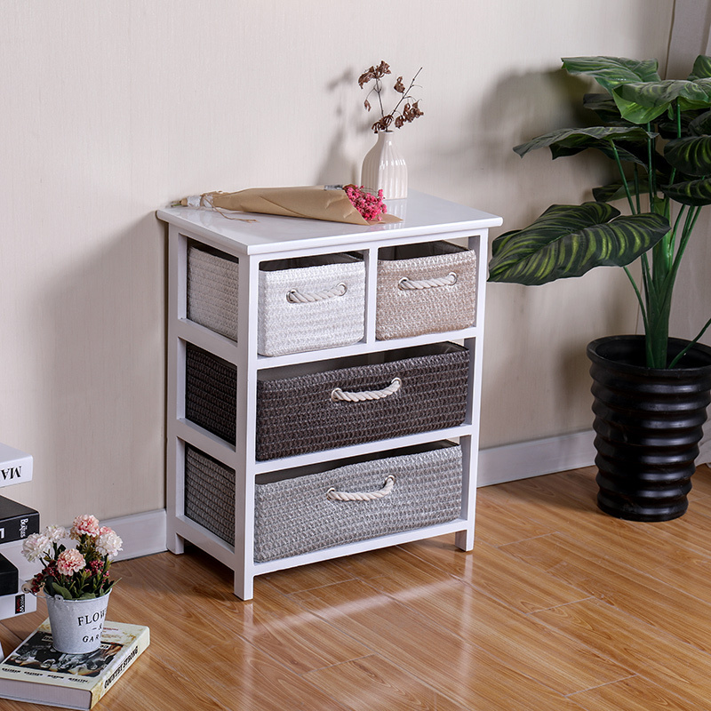 straw woven drawers living room mini wooden chest of drawers