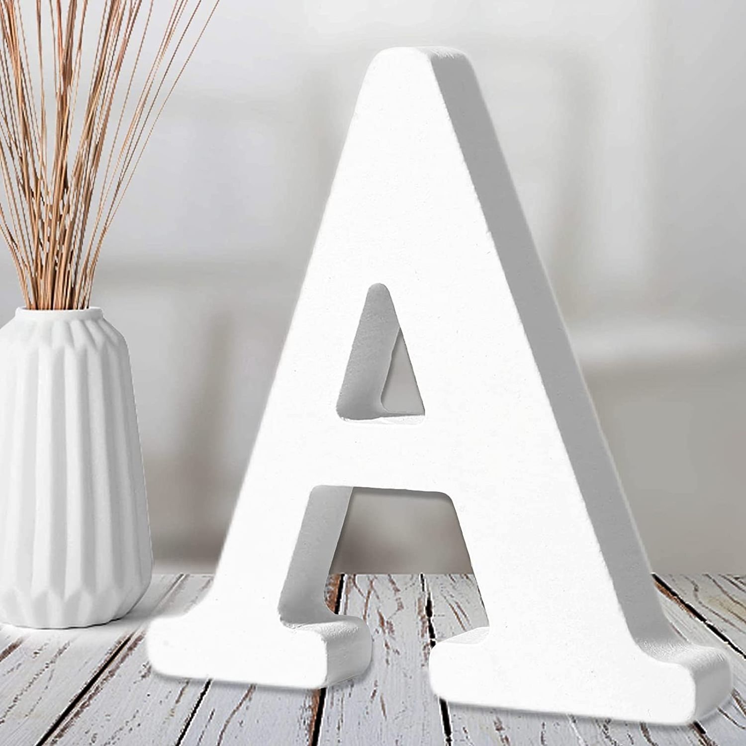 6 Inch White Unfinished Standing Wood Alphabet Letters for Wall Decor Decorative for Craft Home Party