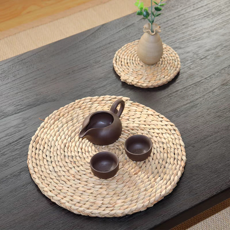 Rattan Chargers Round Place mats Wicker Woven Natural Braided Table Mats Set Kitchen Decor Antislip Coasters