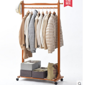 Multifunctional Folding Clothes hanger Coat Stand Clothes Drying Rack Wooden Hangers Storage Racks With pulley