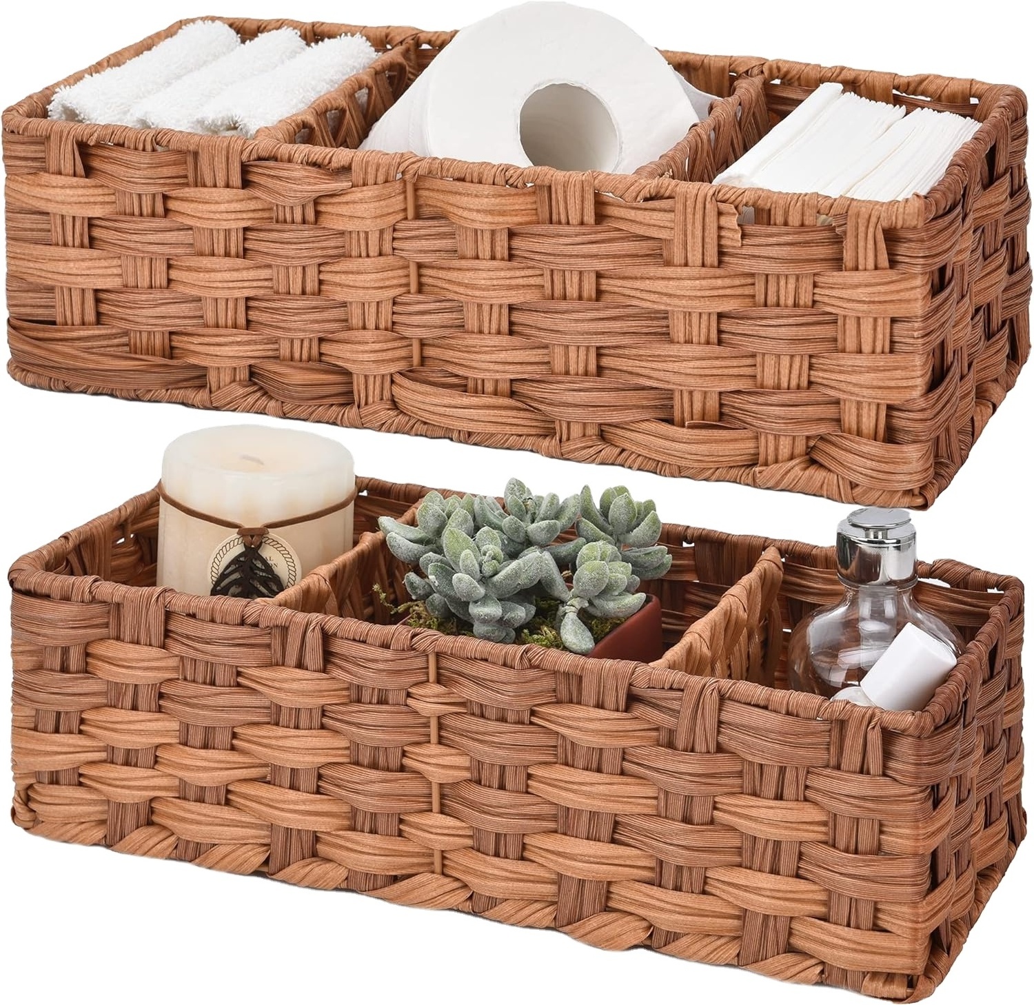 Pp Storage Box Woven Basket Bin Container Tote Cube Organizer Set Stackable Storage Basket Woven Strap Shelf Organizer